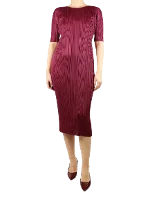 Purple Polyester Issey Miyake Pleats Dress