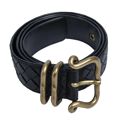 Bottega Veneta NWT BOTTEGA VENETA Smooth Black Leather Belt Strap 95/38 $420 