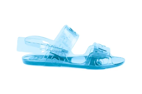 Blue Fabric Off White Sandals