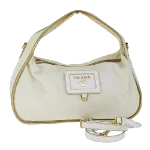 White Fabric Prada Handbag