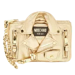 Gold Leather Moschino Clutch