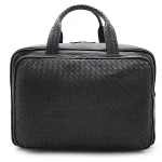 Black Leather Bottega Veneta Travel Bag