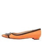 Orange Satin Manolo Blahnik Flats