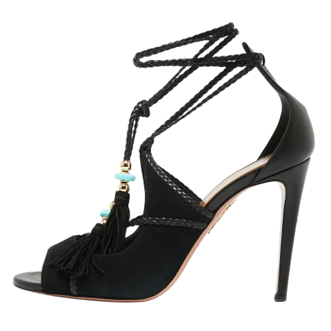 Black Fabric Aquazzura Sandals