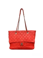 Red Leather Chanel Shopper