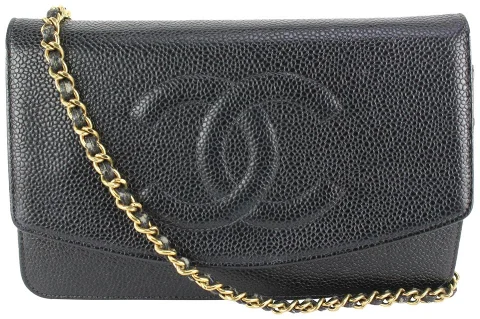Black Leather Chanel Wallet On Chain