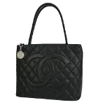 Black Leather Chanel Medaillon