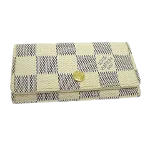 White Fabric Louis Vuitton Key Pouch