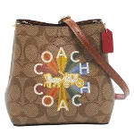 Beige Canvas Coach Crossbody Bag