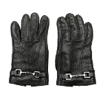 Black Leather Gucci Gloves