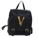 Black Leather Versace Backpack