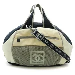 Navy Canvas Chanel Boston Bag