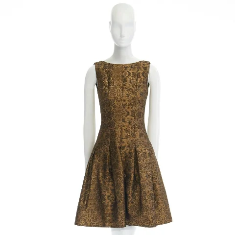 Gold Cotton Oscar De La Renta Dress