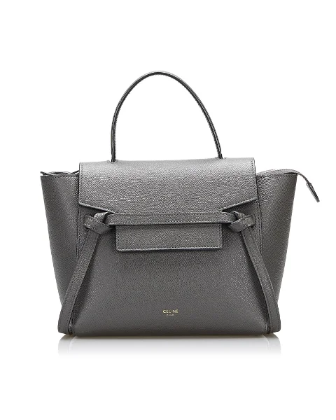 Grey Leather Celine Shoulder Bag