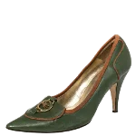 Green Leather Etro Heels