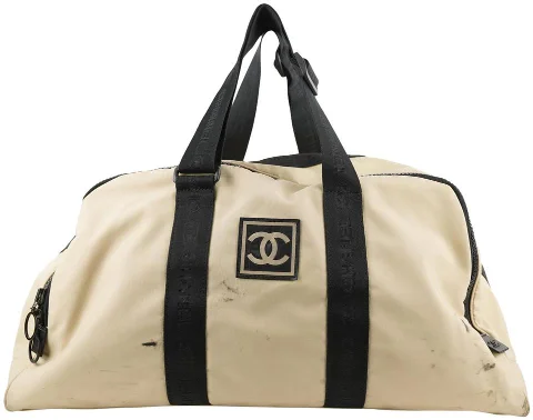 Beige Fabric Chanel Travel Bag