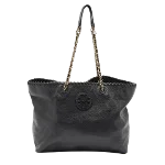 Black Leather Tory Burch Tote