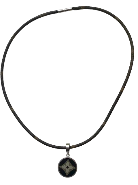 Black Leather Louis Vuitton Necklace
