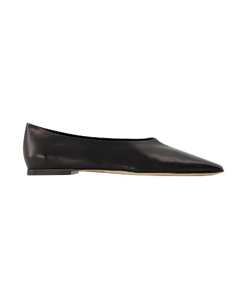 Black Leather Aeyde Flats