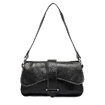 Black Leather Bally Shoulder Bag