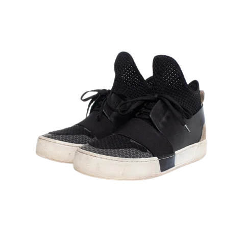 Black Leather Balenciaga Sneakers