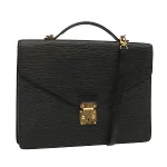Black Leather Louis Vuitton Porte documents Jour