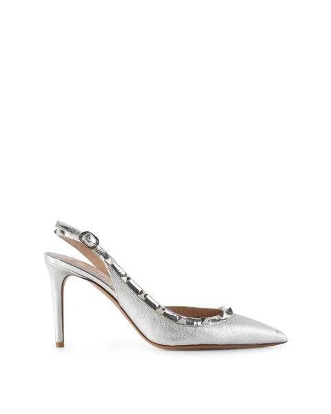 Silver Leather Valentino Heels