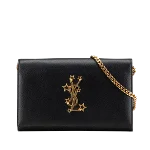 Black Leather Yves Saint Laurent Wallet on Chain