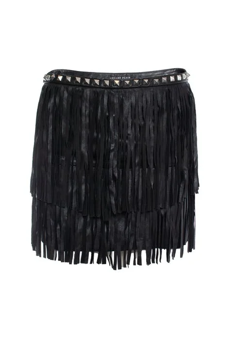 Black Leather Philipp Plein Skirt