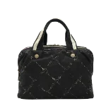 Black Fabric Chanel Boston Bag