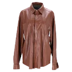 Brown Leather Nanushka Shirt