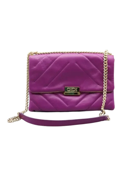 Purple Leather Carolina Herrera Shoulder Bag