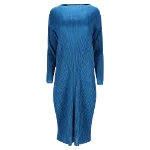 Blue Polyester Issey Miyake Pleats Dress