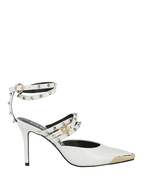 White Fabric Versace Jeans Couture Heels