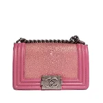 Pink Leather Chanel Boy Bags