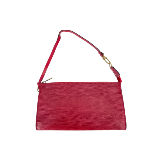 Red Canvas Louis Vuitton Pochette Accessoires