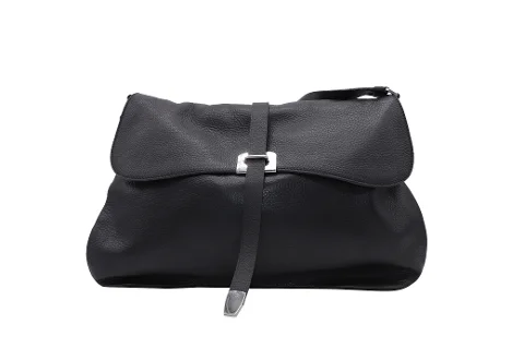 Black Leather Prada Messenger Bag