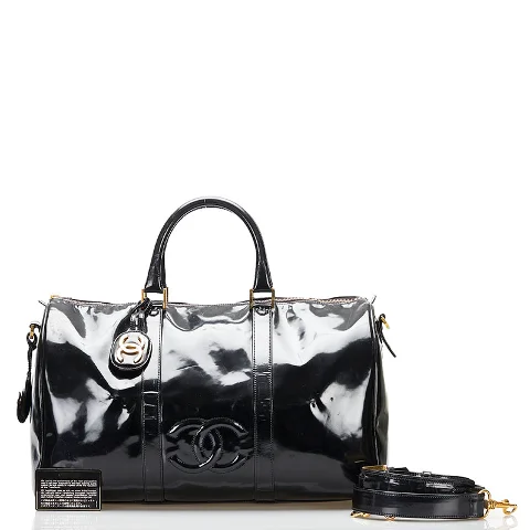 Black Leather Chanel Travel Bag