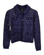 Navy Polyester Maje Cardigan