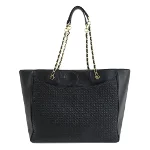Black Leather Tory Burch Tote