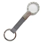 Grey Leather BVLGARI Key Ring