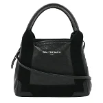 Black Leather Balenciaga Cabas