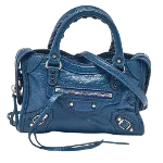 Blue Leather Balenciaga City