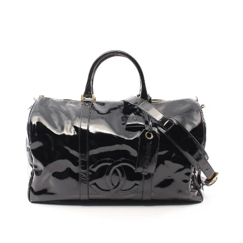 Black Plastic Chanel Boston Bag