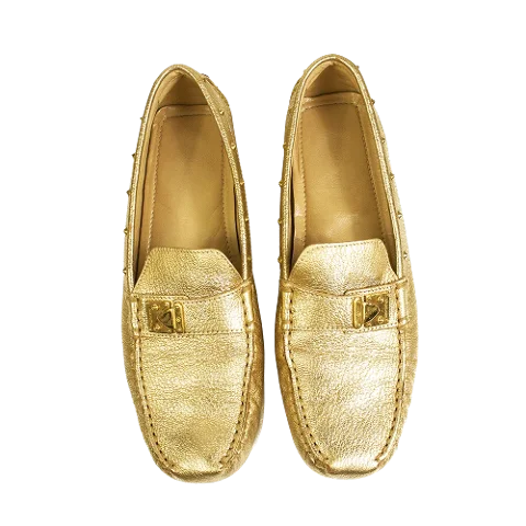 Gold Leather Louis Vuitton Flats