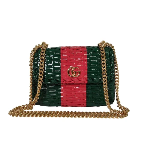 Green Raffia Gucci Shoulder Bag