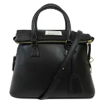 Black Leather Maison Margiela Handbag