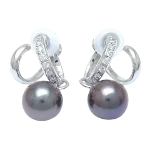 Grey Metal Mikimoto Earrings