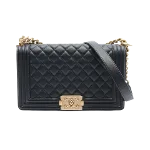 Black Leather Chanel Boy Bags