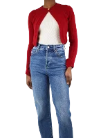 Red Fabric Celine Cardigan